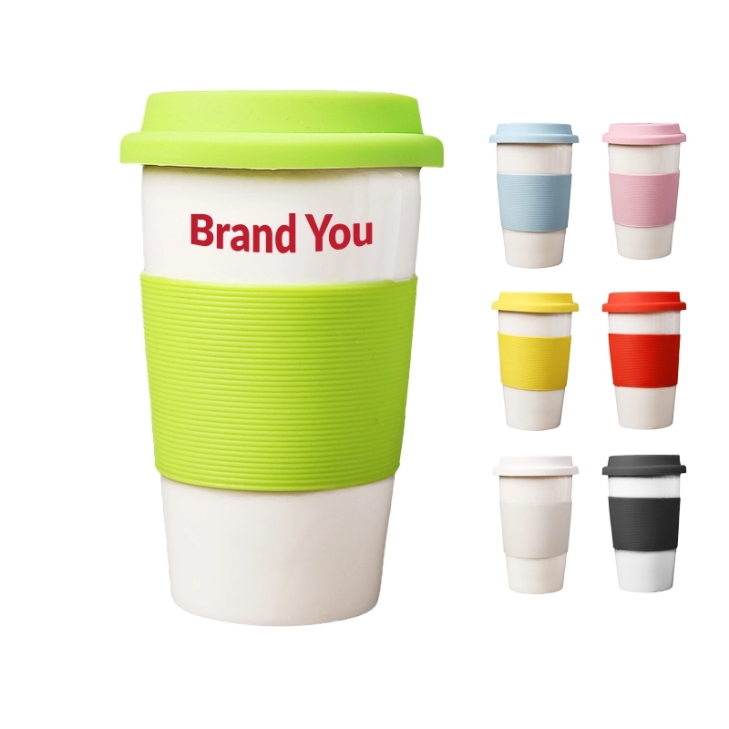 Double Wall Insulated Travel Mug with Lid & Non-Slip Sleeve