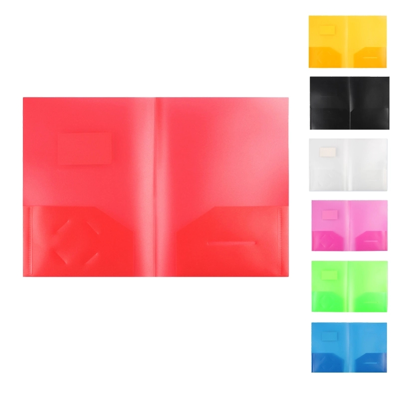 Letter Size 2 Pocket Plastic Folder w/ 2 Business Card Slots
