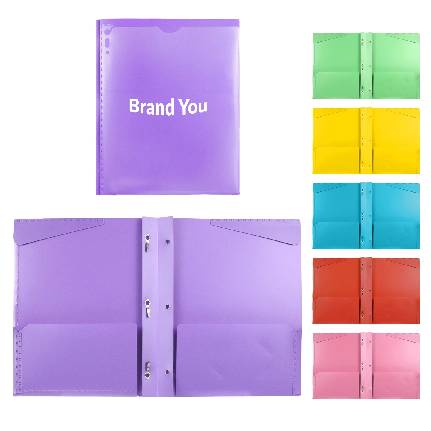 2-Pocket Plastic Folders Organizer with Prongs