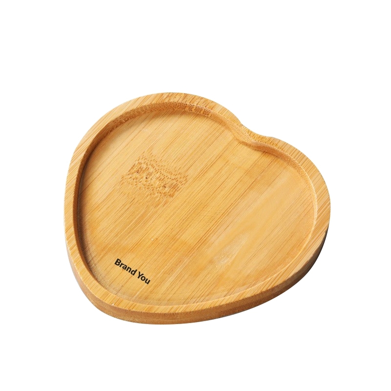 4" Natural Wood Heart Shape Tea Coaster