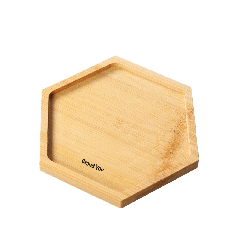 4" Natural Wood Hexagonal Tea Coaster