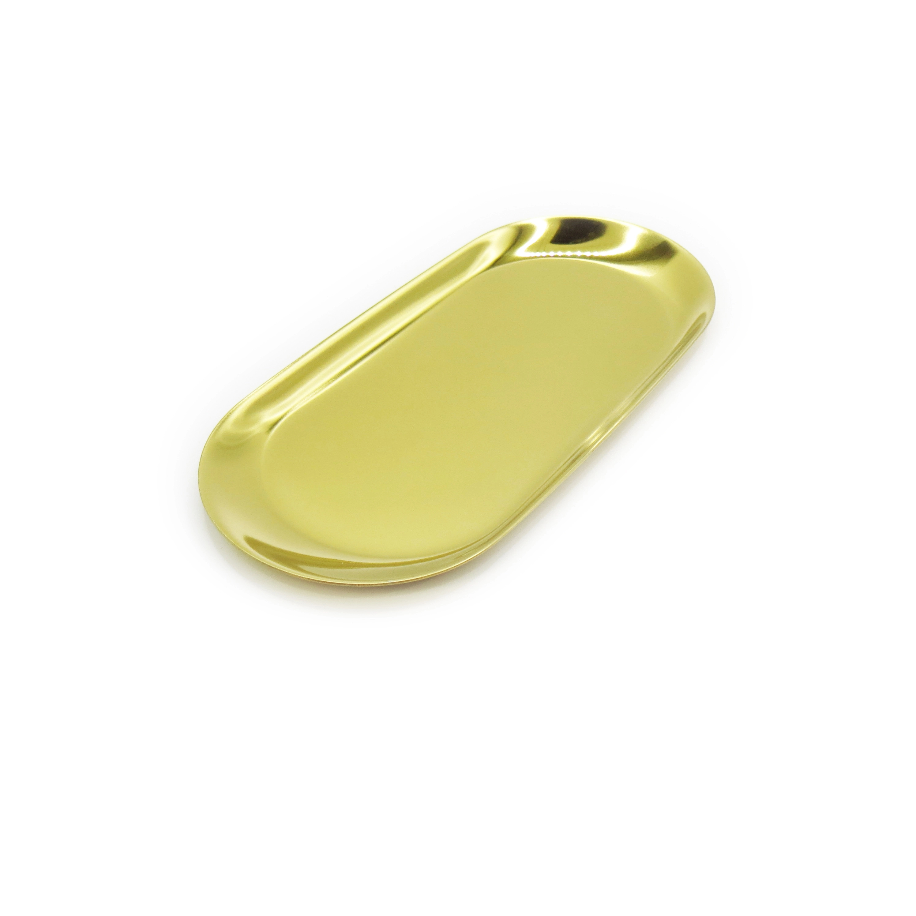7 x 3.3" Golden Stainless Steel Oval Tray