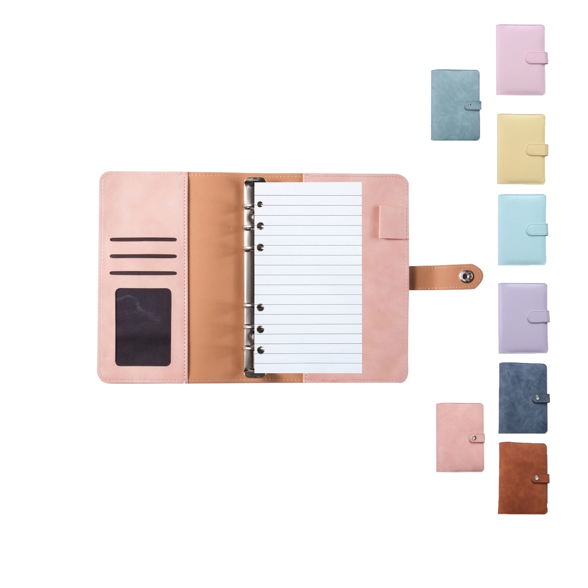 A6 PU Leather Budget Binder Notebook Card Holder Organizer