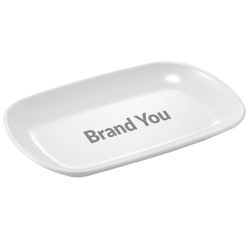 7 3/8 White Rectangular Melamine Plate