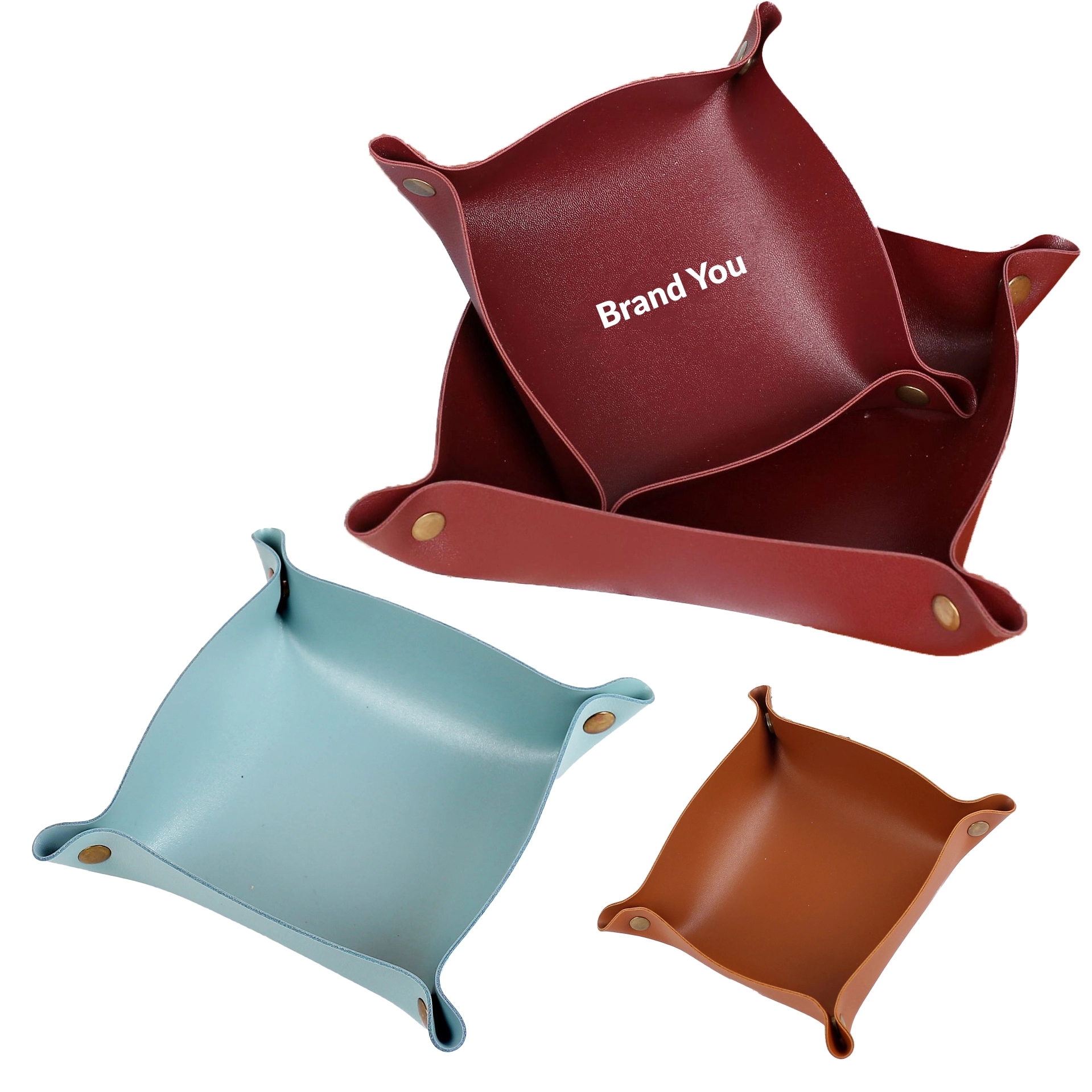 PU Leather Folding Valet Tray Organizer