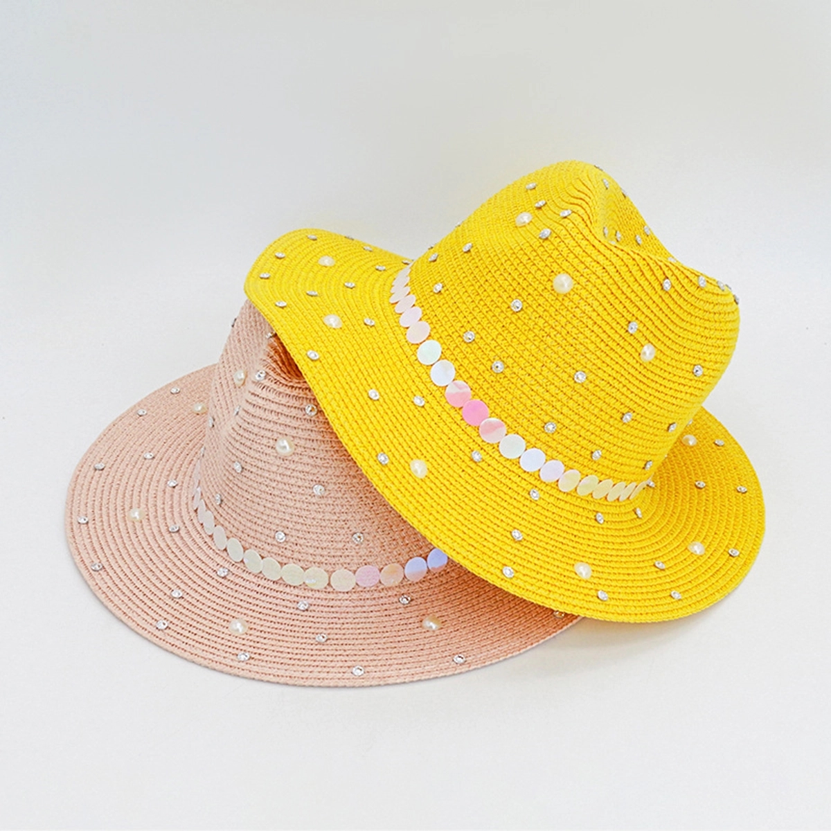 Sparkling Sequins Fashion Straw Sun Hat