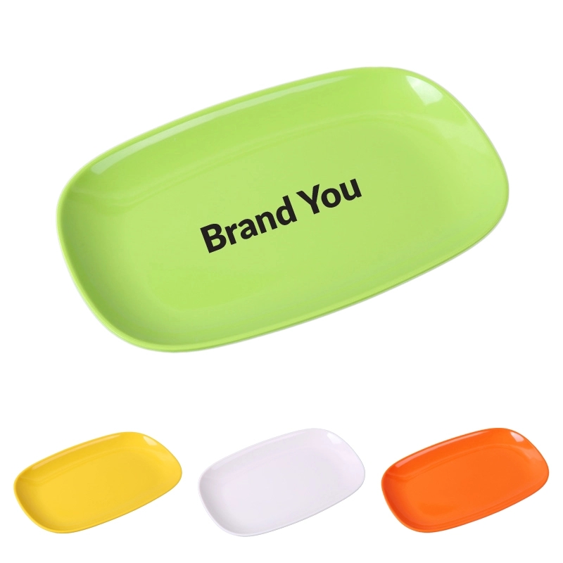 9 5/16" Colorful Rounded Rectangular Melamine Plate
