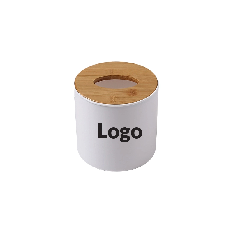 Round Wooden Tissue Box Holder Dispenser