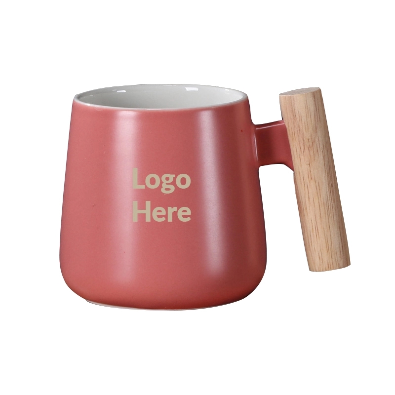 Ceramic Mug With Wooden Handle Coffee Cup