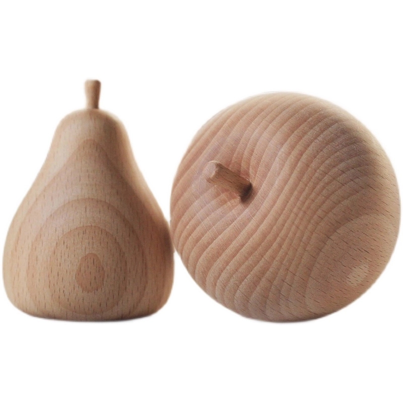 Wooden Real-life Size Apple Pear Fruits Decor