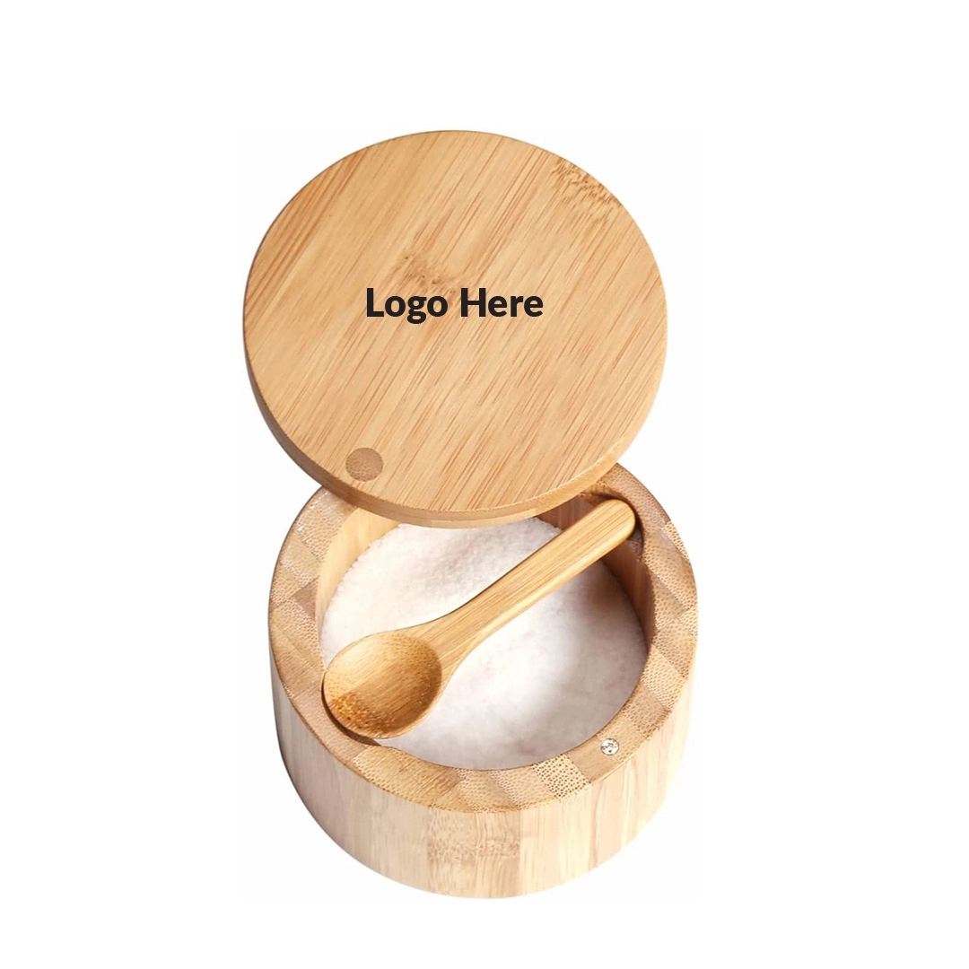 Natural Bamboo Seasonings Holder Box with Spoon