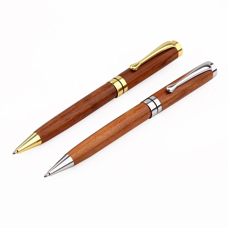 Yellow Pear Wood Metal Ballpoint Pen