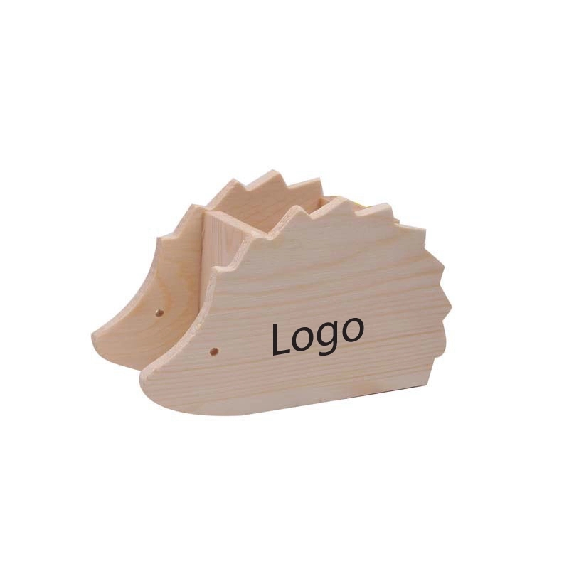 Hedgehog Wooden Pen Pencil Holder Case