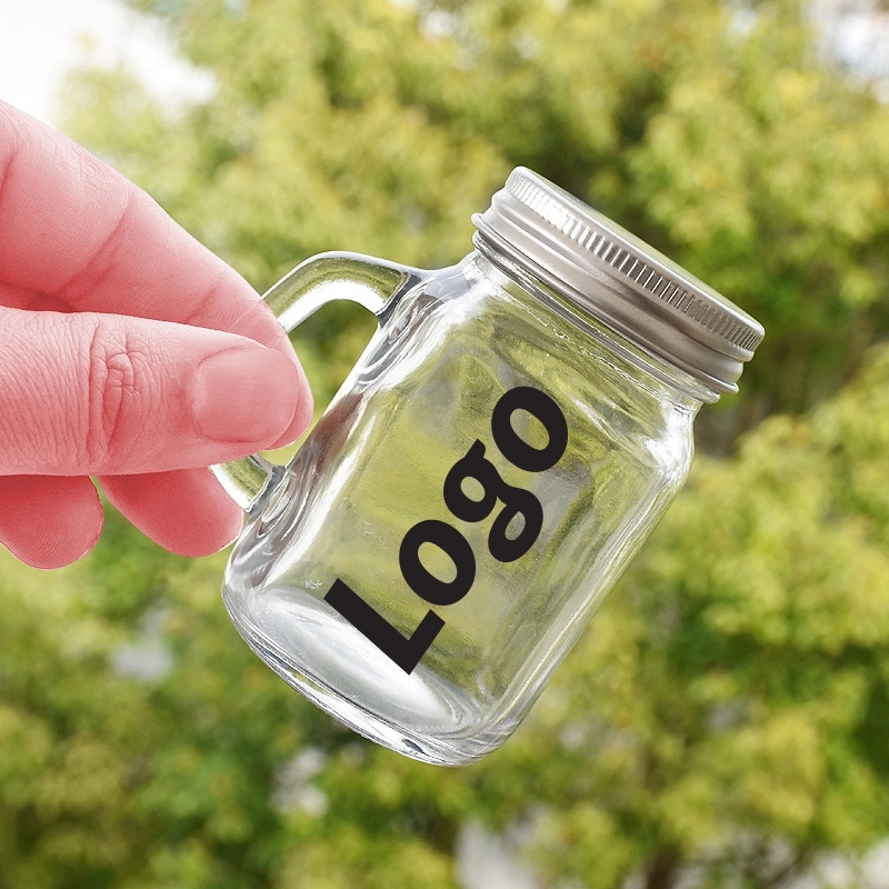 1 oz Classic Glass Mini Mason Jars with Lids & Handles