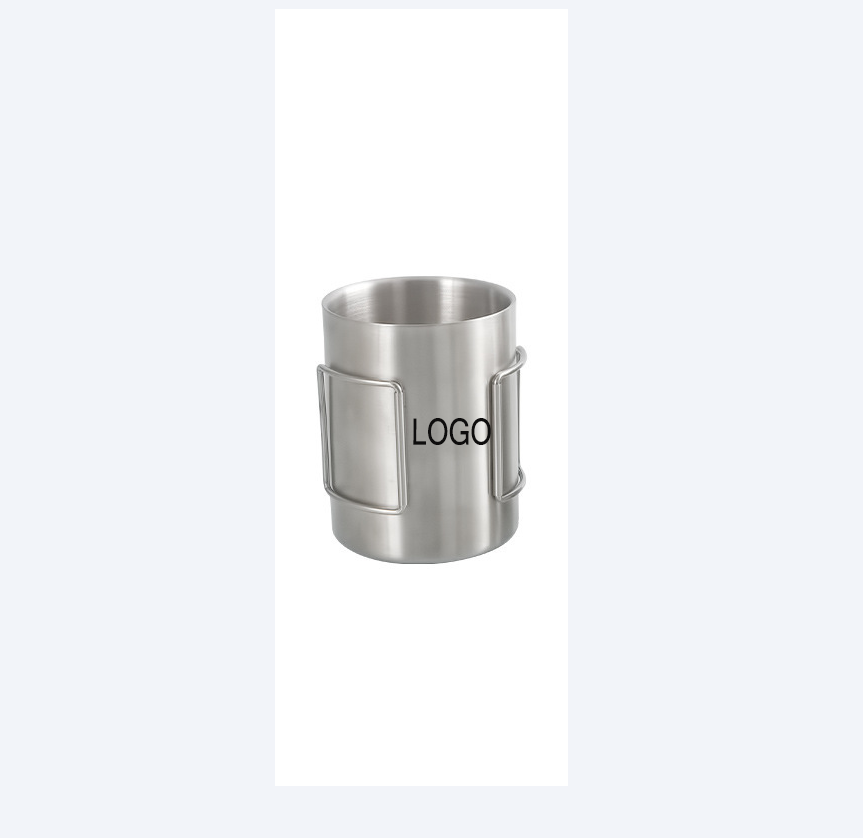 Stainless Steel Folding Handle Cup with Lid