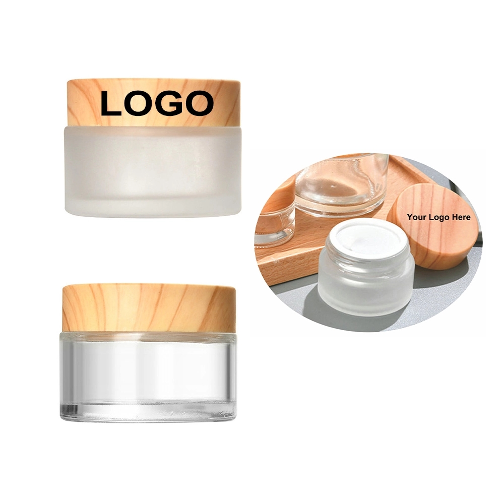 1 oz Frosted Glass Cream Jar With Lid