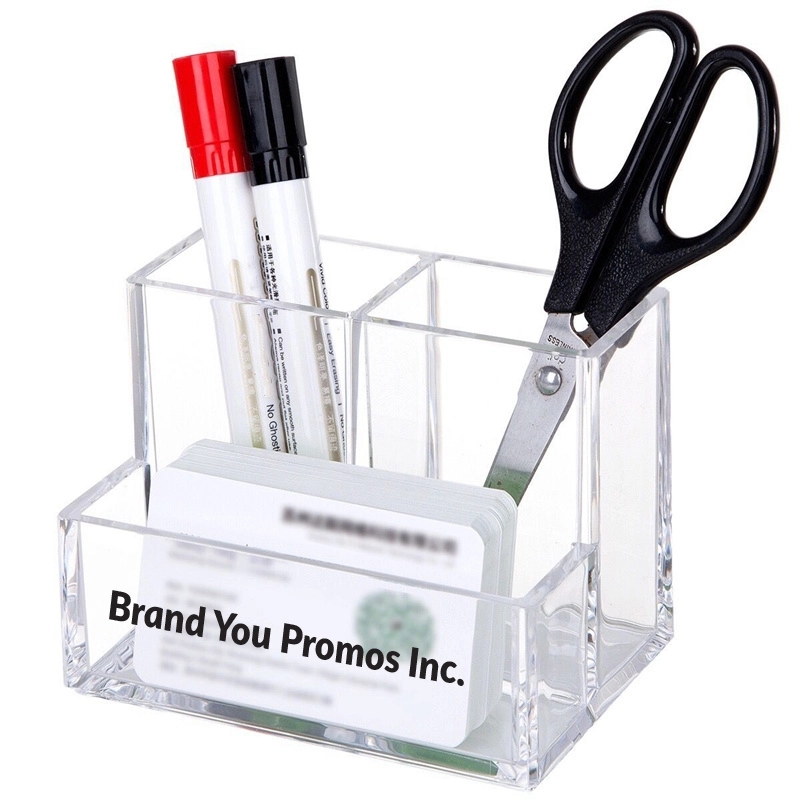Acrylic Pen Pencil Holder with 3 Compartments