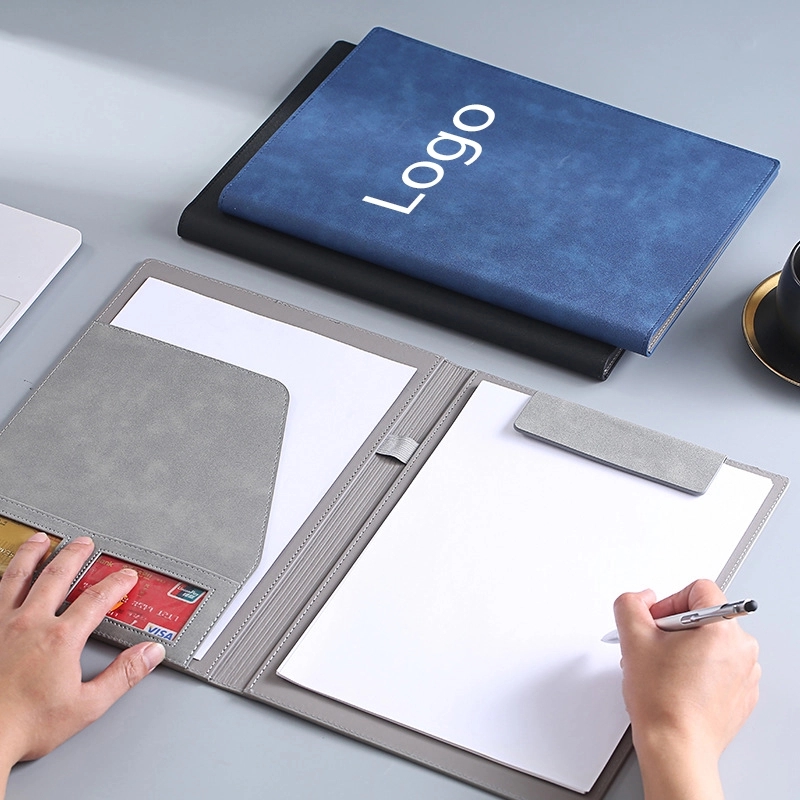 A4 Leather Folder with Magnetic Clip for Business and Office