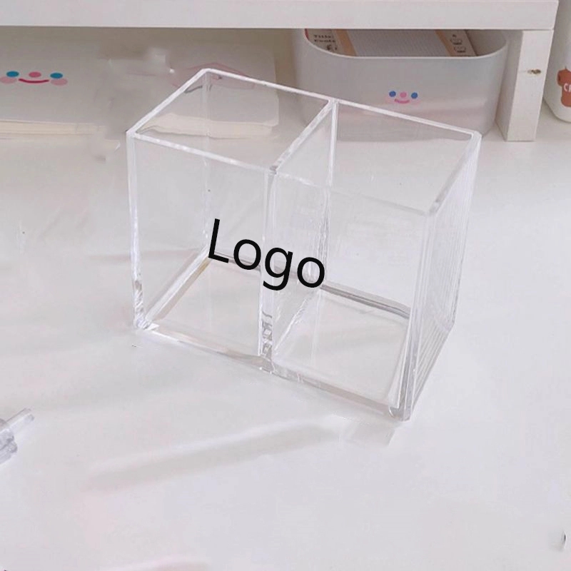 Clear Acrylic Desk Organizer with Pen Holders and Storage