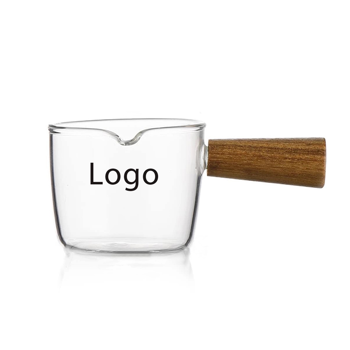 2.7oz Elegant Glass Milk Jug with Wooden Handle