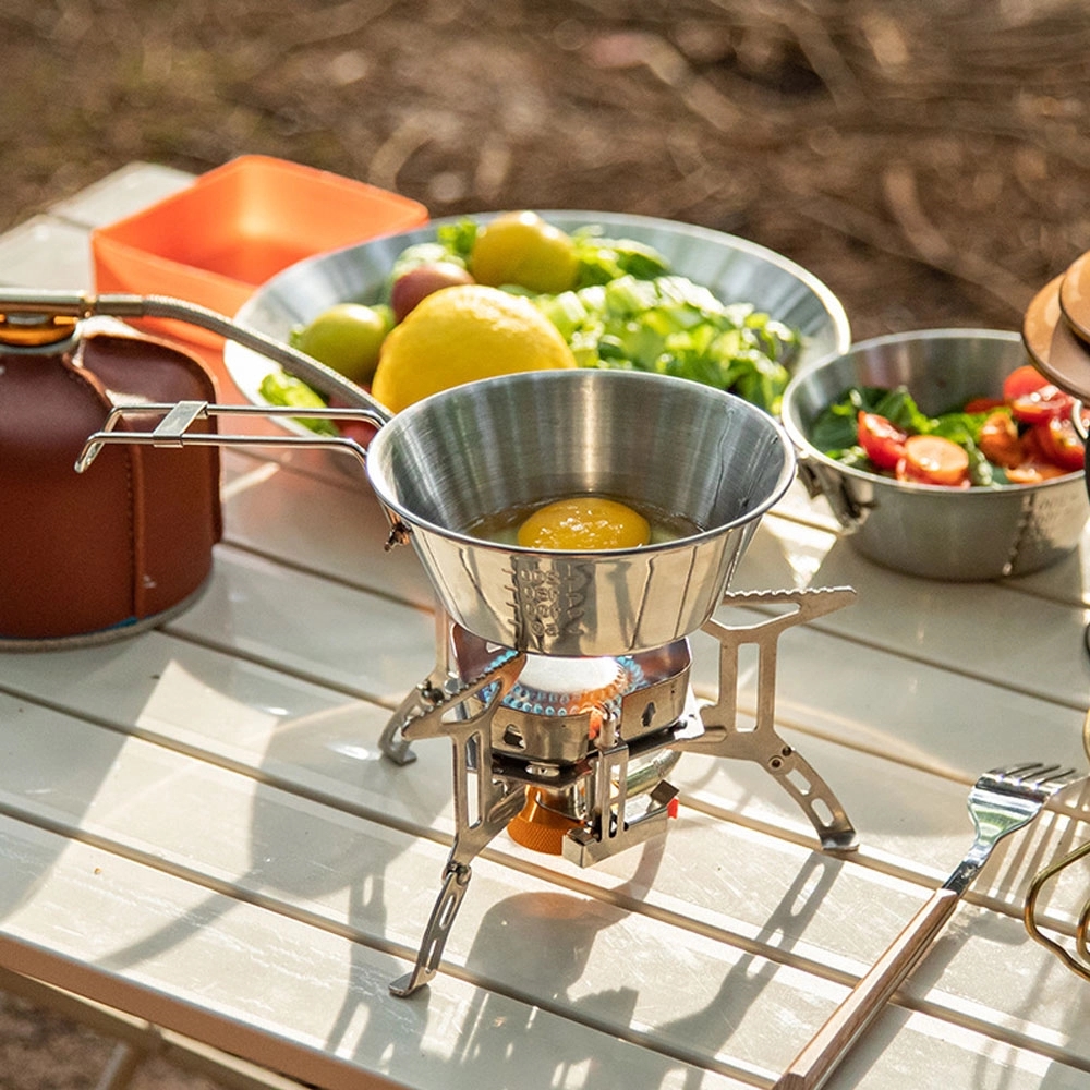 Foldable Handle Stainless Steel Bowl for Camping and Hiking