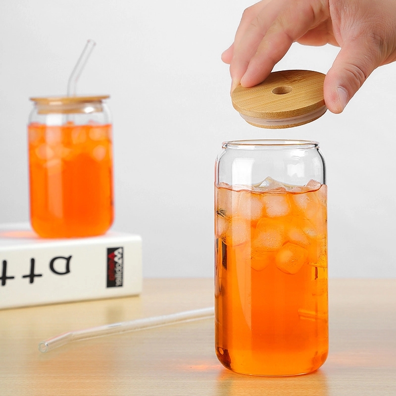 18 OZ Glass Cup with Lid and Straw