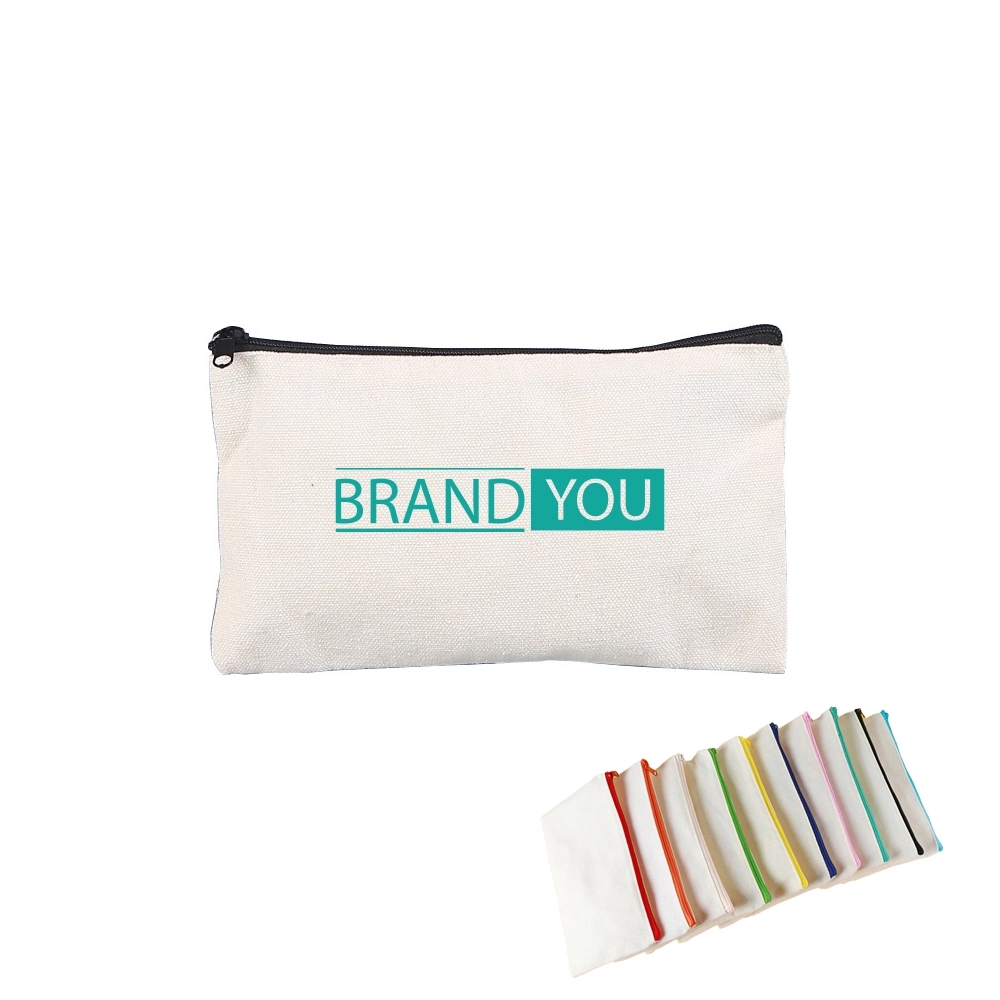 Multi-Functional Zippered Canvas Pencil & Makeup Pouch