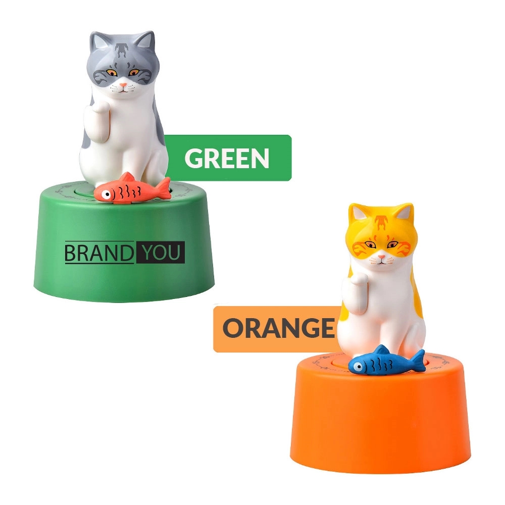 Cartoon Cat Mechanical Timer for Study, Exam, and Baking
