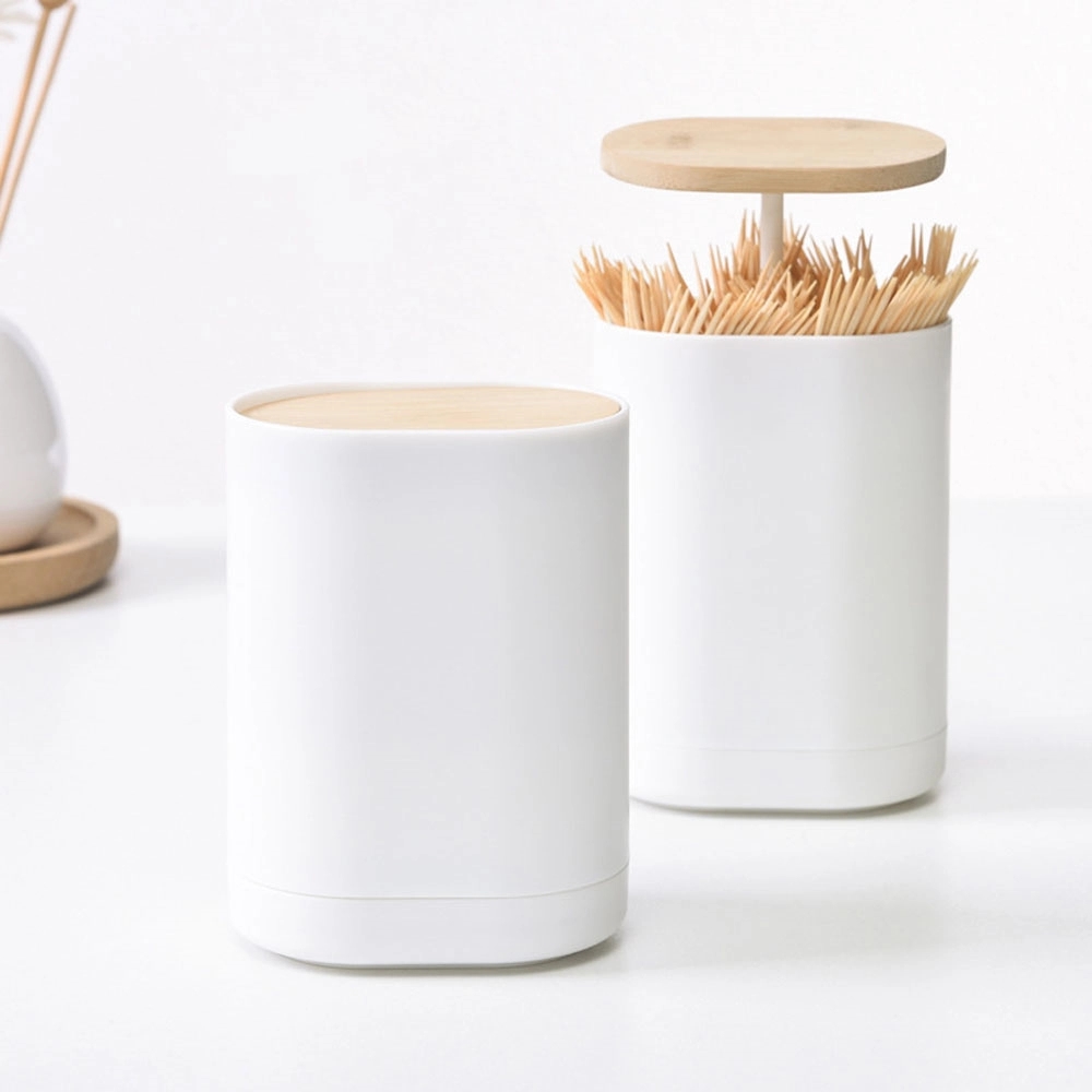 Press-to-Open Toothpick and Cotton Swab Holder