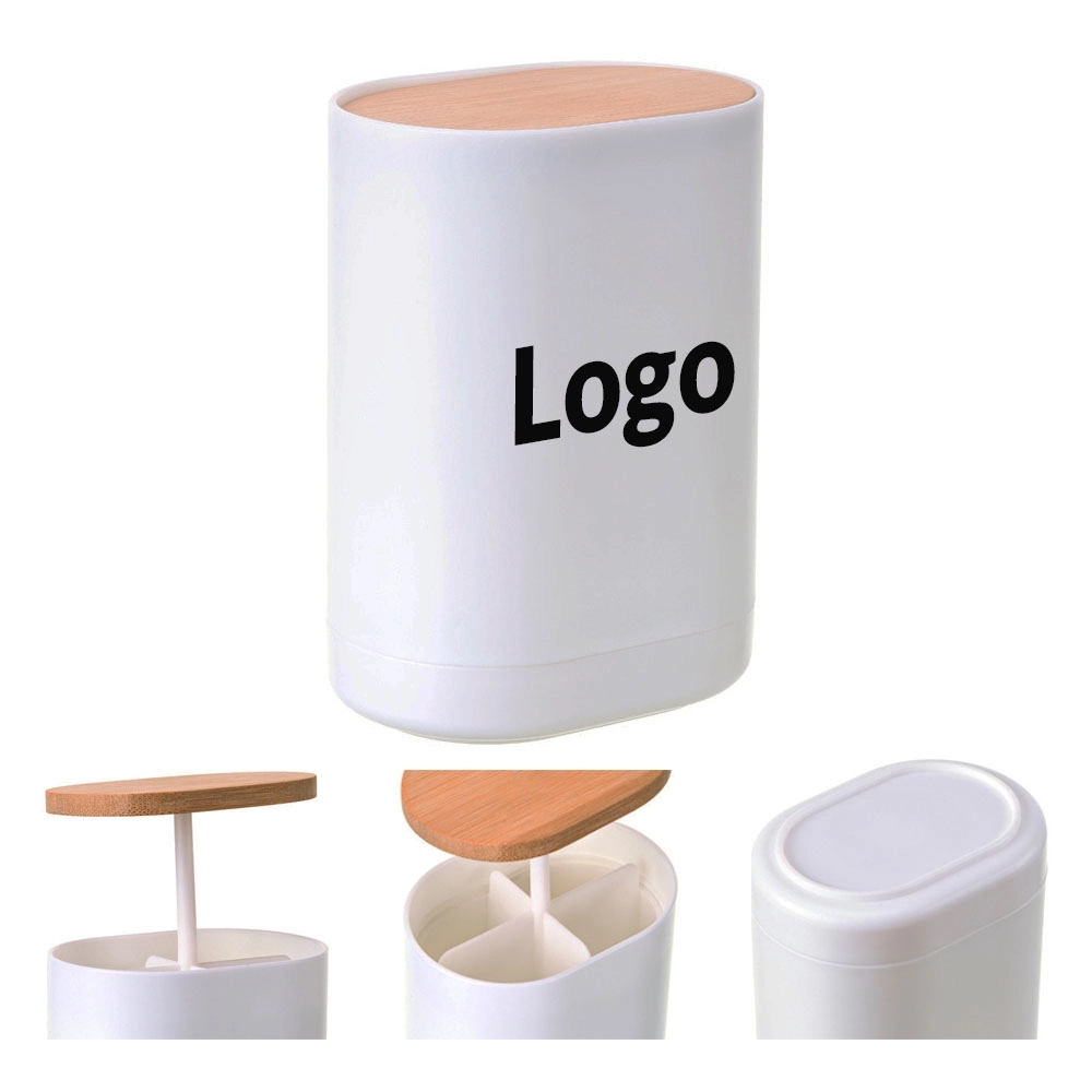 Press-to-Open Toothpick and Cotton Swab Holder