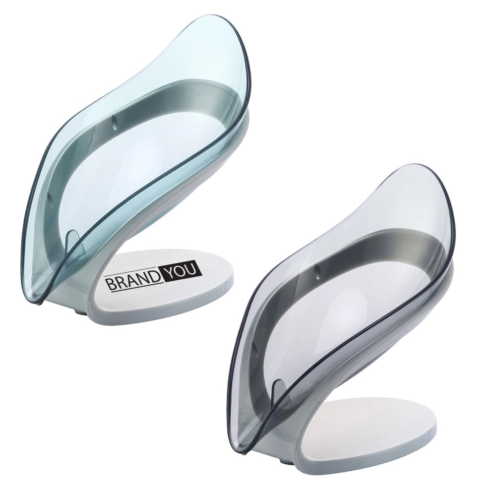 Leaf-Shaped Soap Dish with Suction Cup and Drainage