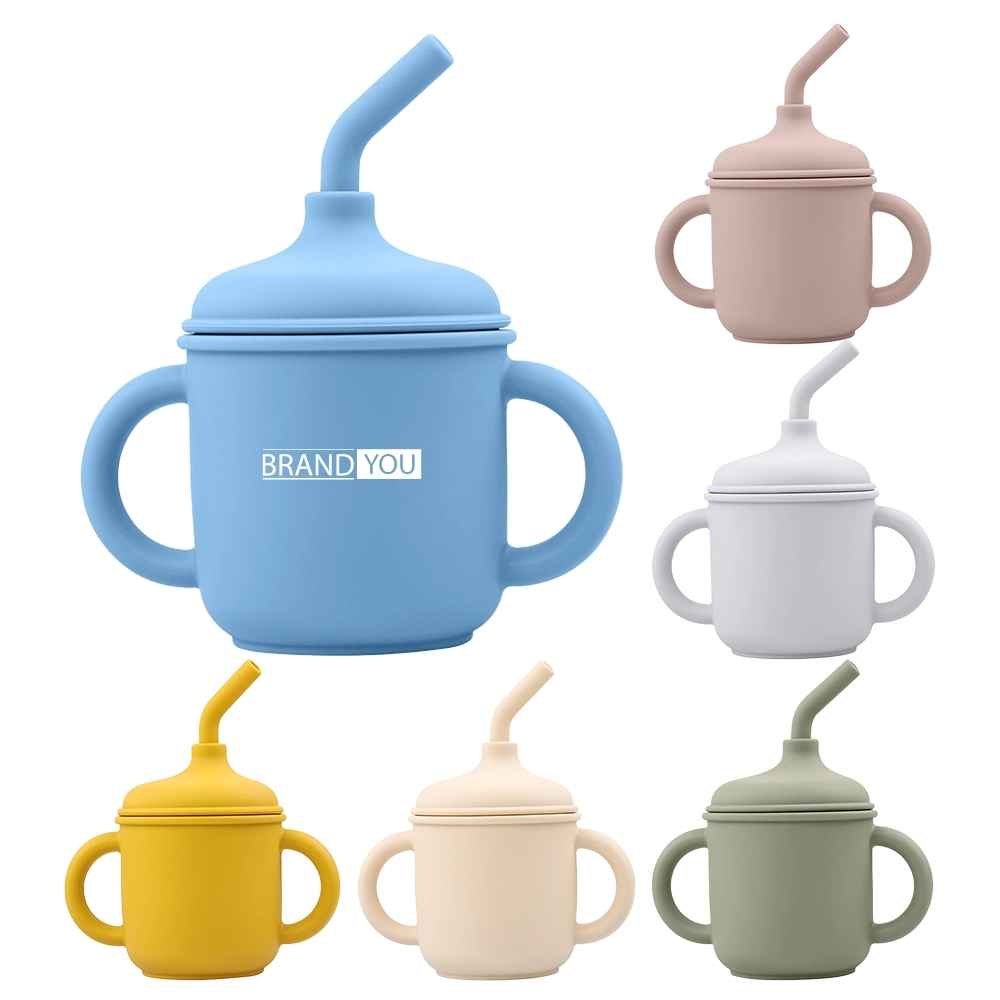 5oz Baby's First Silicone Training Cup With Straw And Lid