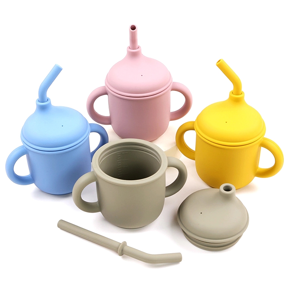 5oz Baby's First Silicone Training Cup With Straw And Lid
