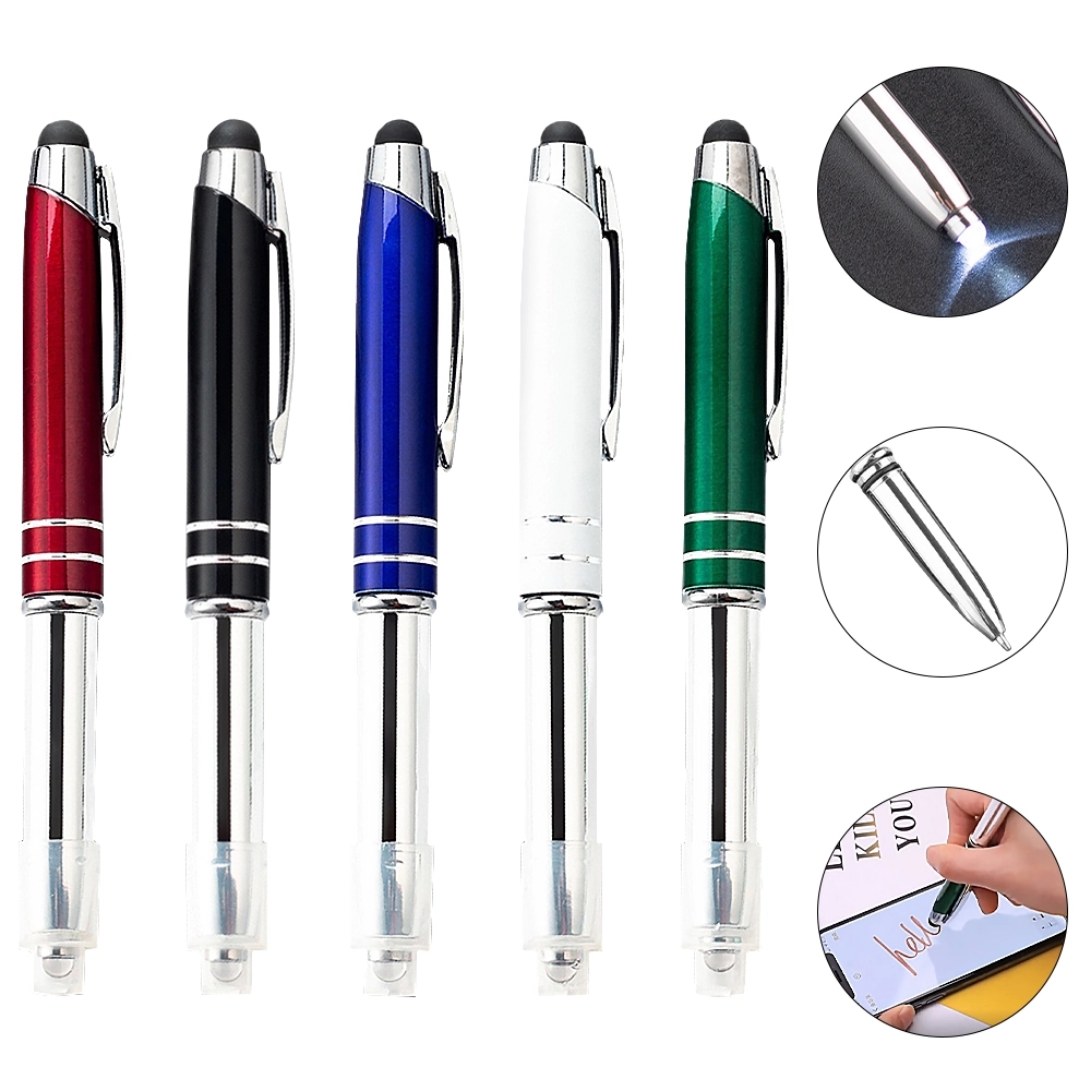 Bullet-Tip 3-in-1 Ballpoint Pen with LED Light and Stylus