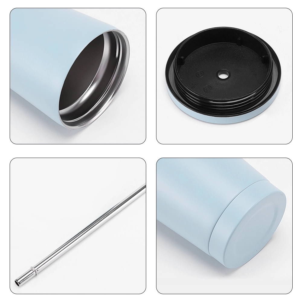 17oz Insulated Tumbler with Stainless Straw and Secure Lid