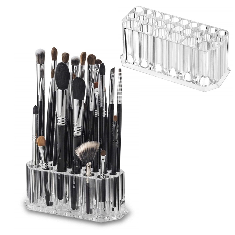 Transparent Acrylic Makeup Brush Holder with 26 Slots