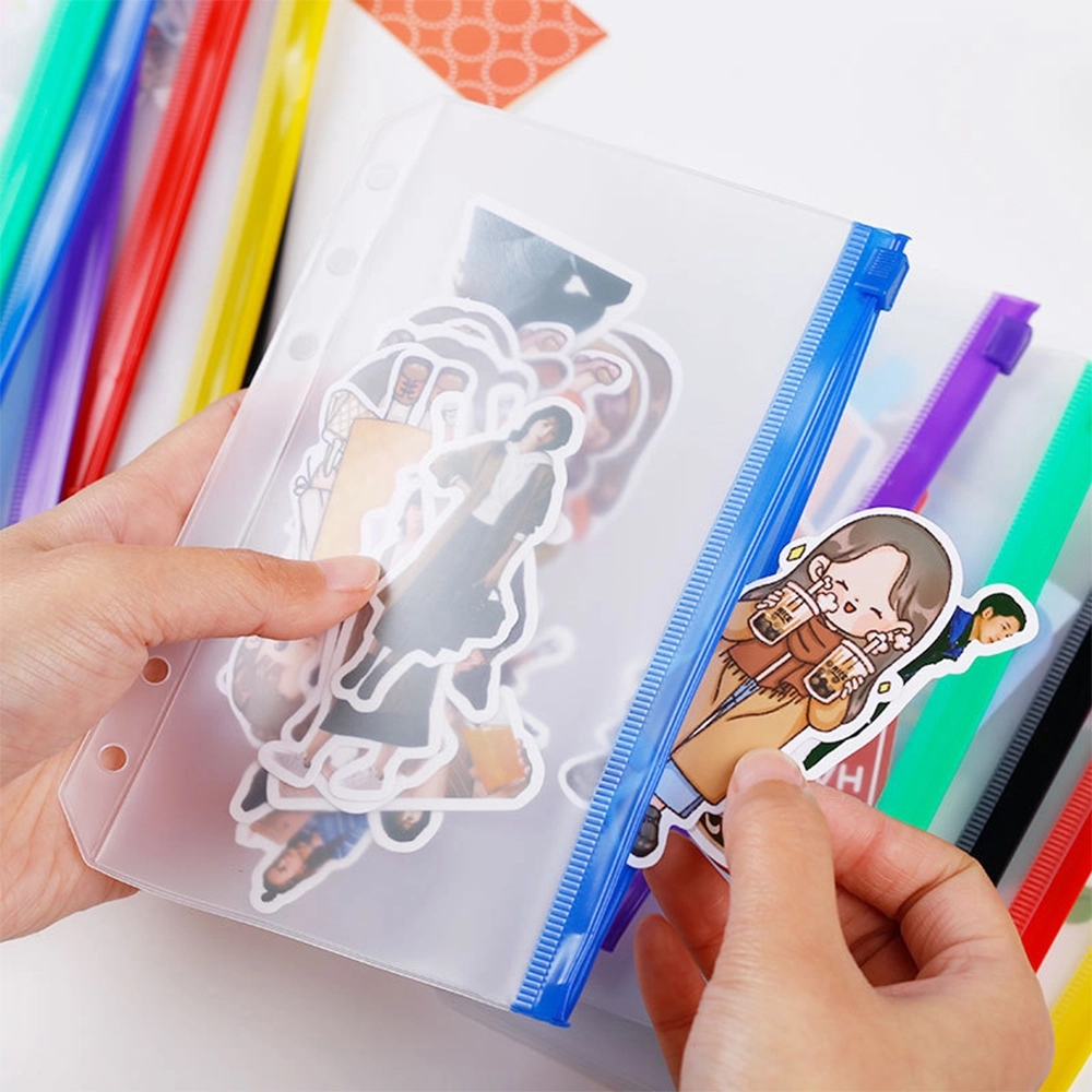 A6 Frosted PVC Self-Sealing Storage Bags for Organization
