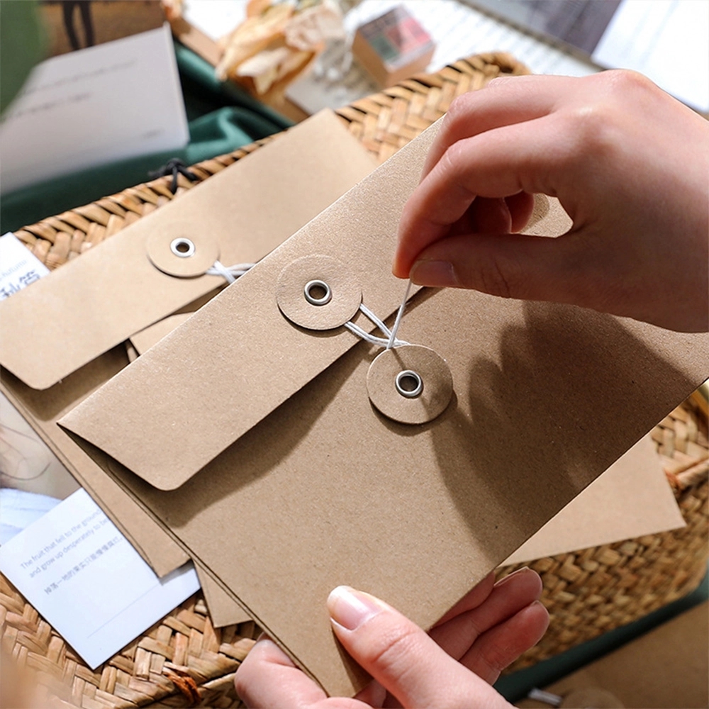 Kraft Paper File-Style Envelope Storage Bags with String Tie