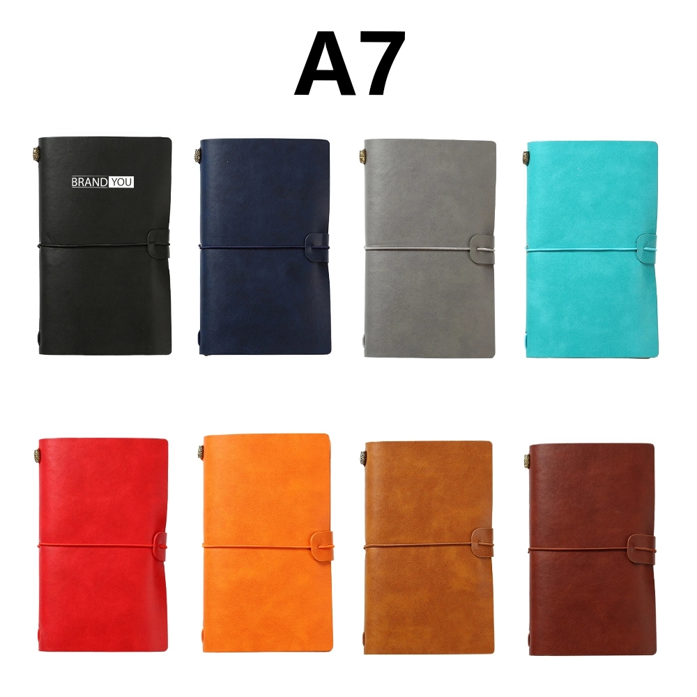 A7 PU Leather Travel Planner with 76 Kraft Sheets and Strap