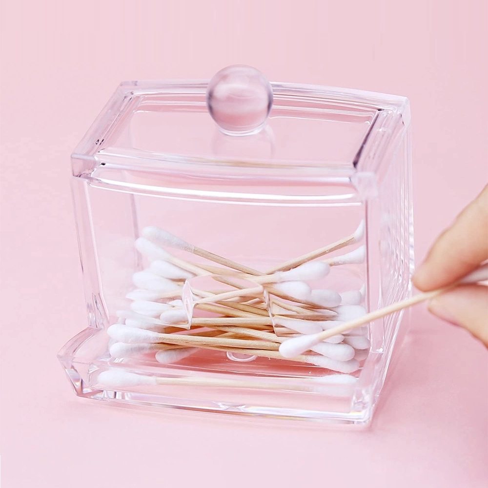 Crystal Cotton Swab Holder Acrylic Makeup Pad Organizer