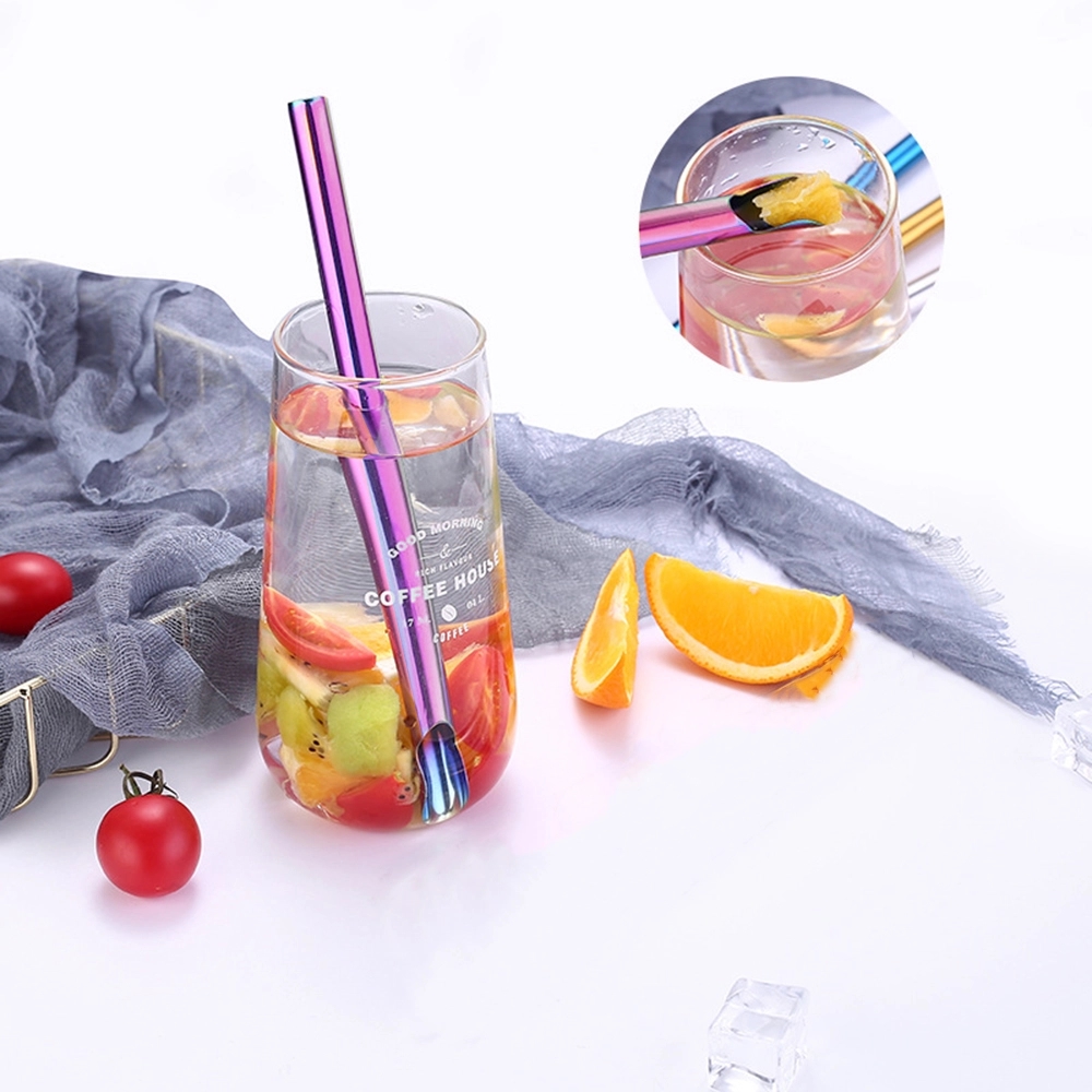 Creative Food-Grade Stainless Steel Straw-Spoon Combo