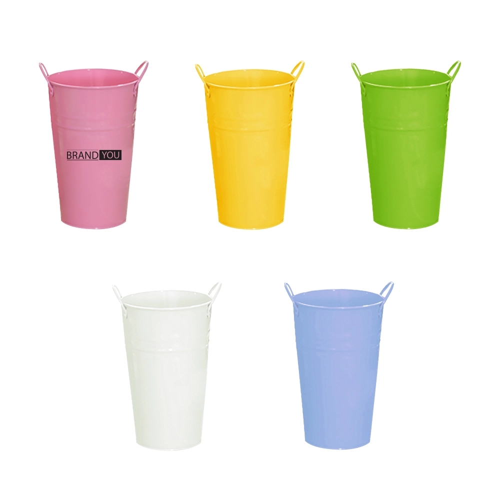 Colorful Double-Handle Metal Flower Pot Decor