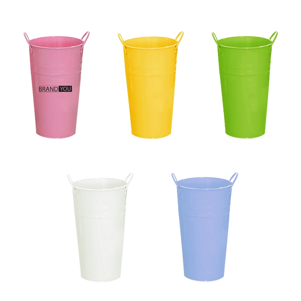 Colorful Double-Handle Metal Flower Pot Decor