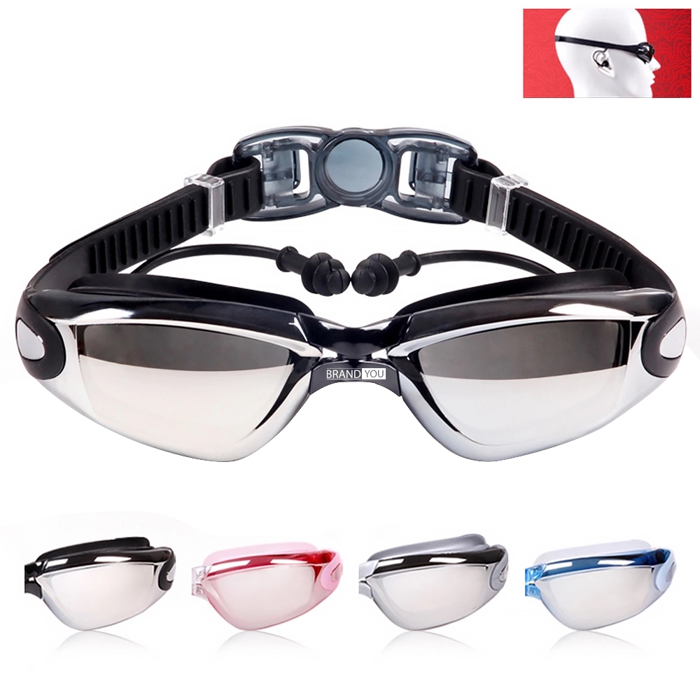 Swim Goggles with Anti-Fog Coating and Built-In Earplug