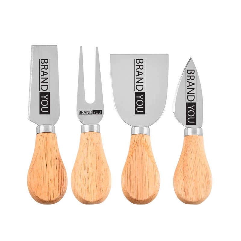 Stainless Steel Cheese Knife Set with Wooden Handles