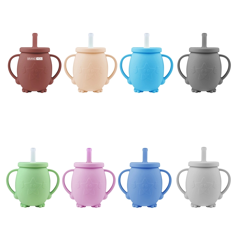 Kids Easy-Transition Silicone Cup With Handles And Straw