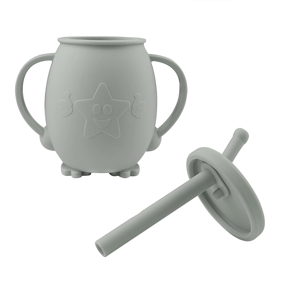 Kids Easy-Transition Silicone Cup With Handles And Straw