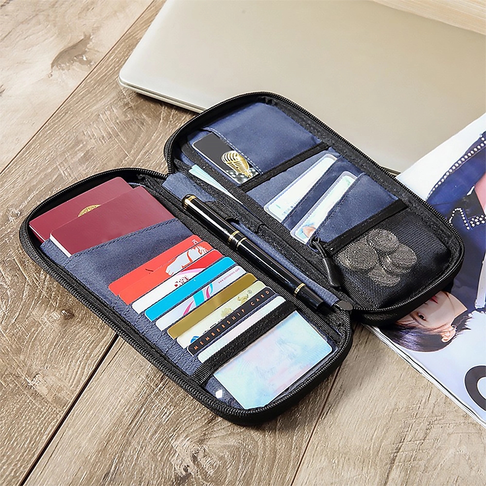 RFID-Blocking Multi-functional Passport Card Holder