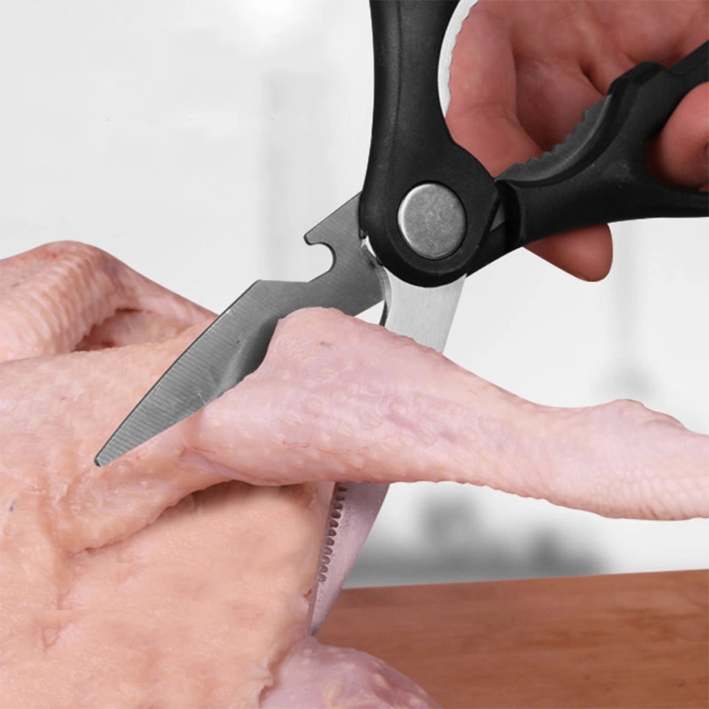 3-in-1 Kitchen Scissors: Scissor, Bottle Opener, Walnut Clip