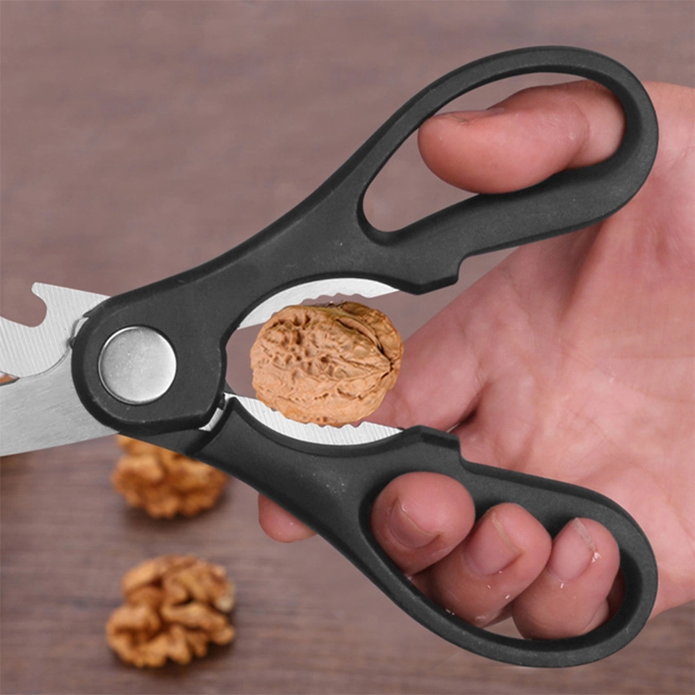 3-in-1 Kitchen Scissors: Scissor, Bottle Opener, Walnut Clip